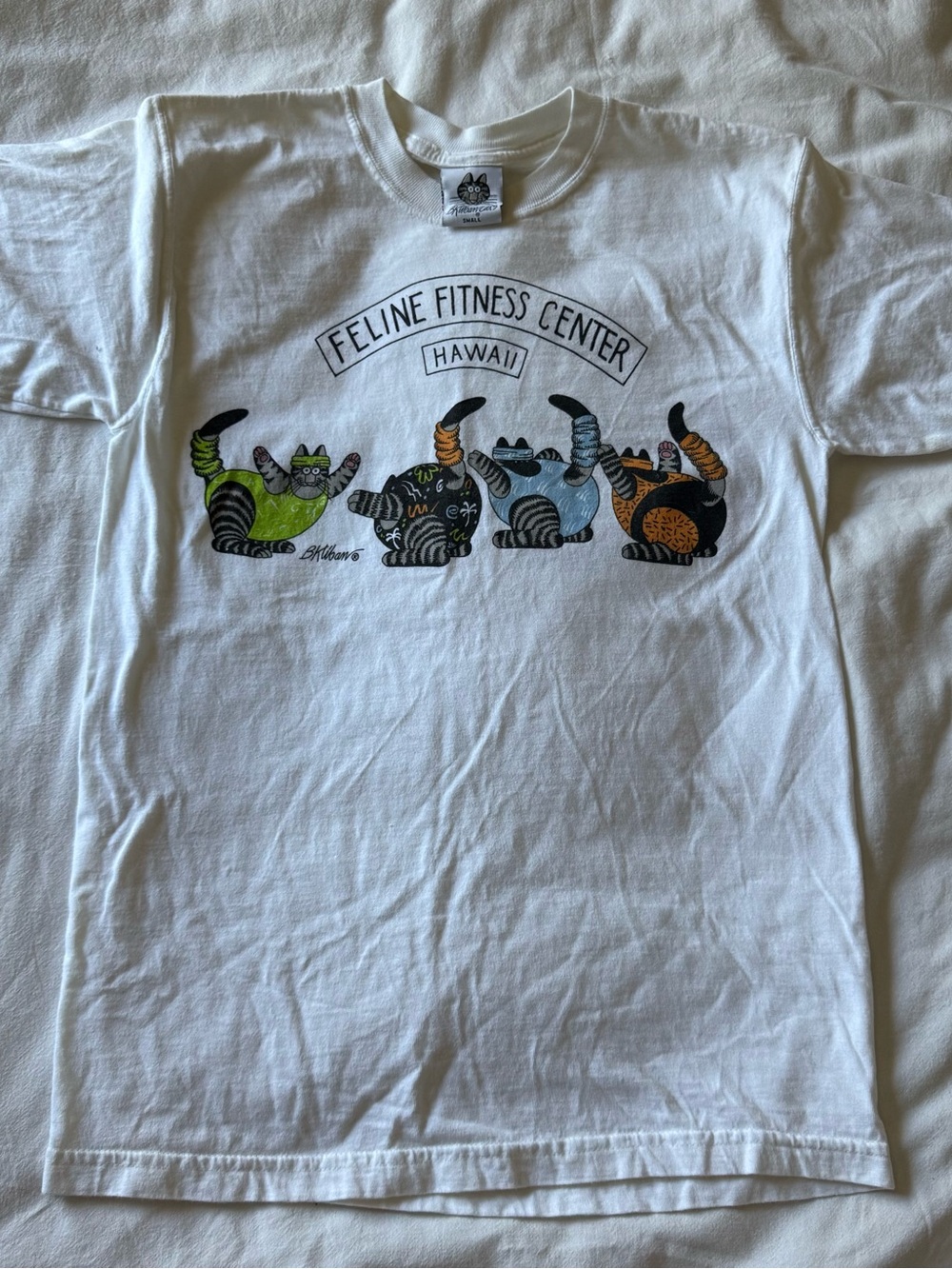Vintage 90s Kilban Cats Fitness Center Hawaii Short Sleeve Tee - White